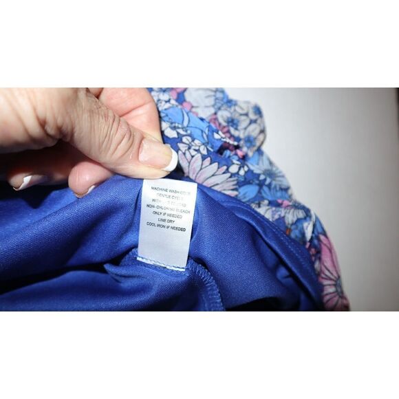 The General Good Women's Sz M Blue Floral Sofia Tiered Spaghetti Strap Dress - Picture 12 of 14
